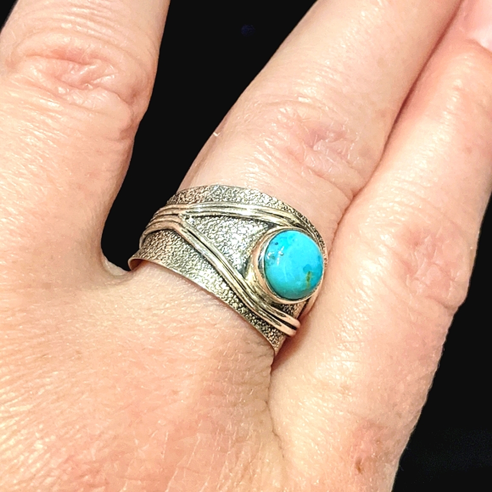 AZ Mohave Turquoise .925 silver ring, size 9.5 - Picture 3 of 8